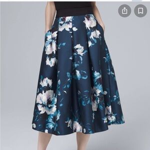 White House black Market floral midi skirt